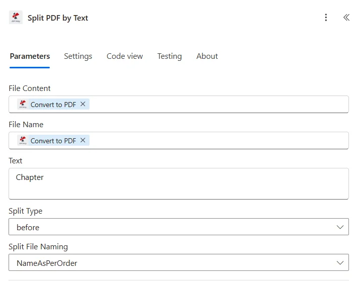 Clicca per ingrandire Dividi PDF in base al testo con Power Automate